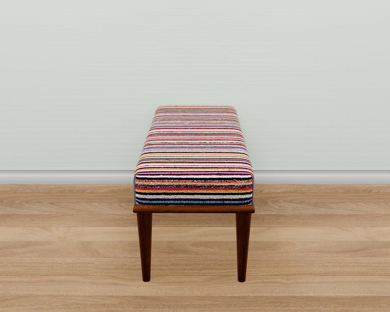Classic bench, Blanket bench, Pub bench, Striped bench, Bohemian bench, Handmade bench, Ottoman for bedroom, Dining table bench, 17-01