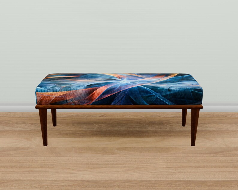 Blue and Orange Fractal Bench | Modern Shoe Seat for Entry | M-44 - Etsy