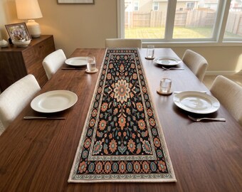 Black Coral Medal Table Runner | Bedroom Dresser Mat | Modern Boho Home Decor