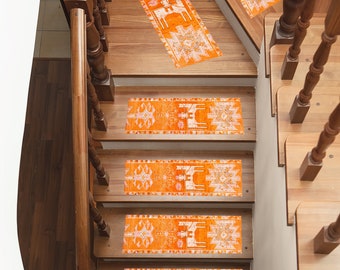 イラスト入りラグ、階段ラグ、階段用ラグ、ヘルキ トルコ ラグ