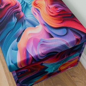 Colorful printed bench, Rustic storage, Wood storage bench, Contemporary bench, Stylish decoration, Office bench, Everyday bench, M-155