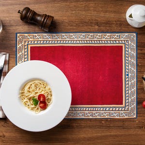 Deep Burgundy Tribal Mats | Autumn Dining Protectors | Traditional Runner