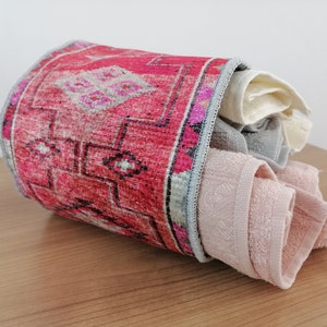 Pantry Organizer, Pink Basket For Storage, Cute Basket, Organizer Box, Kilim Gift Box, Artisan Basket, Unique Decor, Boho Basket, Plant pot