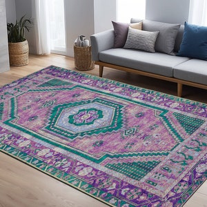 Pink Rug, Turkish Anatolian Rug, Bohemian Decor Rug, Oriental Rug, Livingroom Decor Rug, Ethnic Motif Rug, Gift For Eid, Kilim Rug, Soft Rug