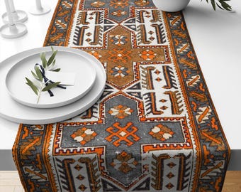 Indoor & Outdoor Usable, Cabinet Runner, Vintage Wipeable Table Scarf, Reastaurant Table Dressing, Bar Table Topper, Picnic Table Runner