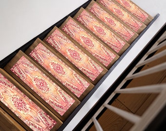Stair steps pad, Pastel color rug, Stair runner rug, High quality rug, Treads runner rug, Printed rug, Portable rug, Floor layer, Tile mat