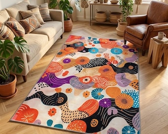 Non-slip backing rug, Bohemian rug, Casual rug, Washable rug, Large area rug, Cute print rug, Medallion carpets, Living room rug, Dorm rug