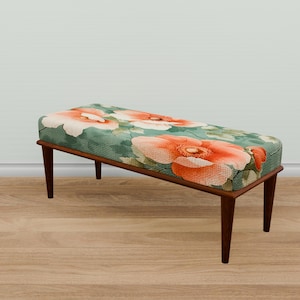 Home entrance bench, Ottoman bench, Artistic style bench, Flower pattern bench, Living room bench, Bench for corridor, Mudroom bench, M-83
