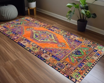 Tribal rug, Hippie rug, Boho decor rug, Vintage pattern rug, Entrance rug, Coastal rug, Modern area rug, Anti slip rug, Turkish design rug
