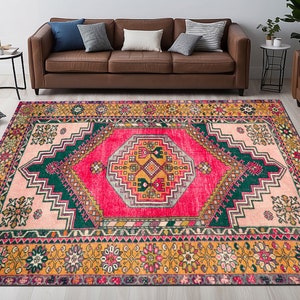 Bedroom rug, Tribal print rug, Bordered rug, Living room rug, Farmhouse rug, Kitchen rug, Balcony rug, Vintage pattern rug, Decorative rug