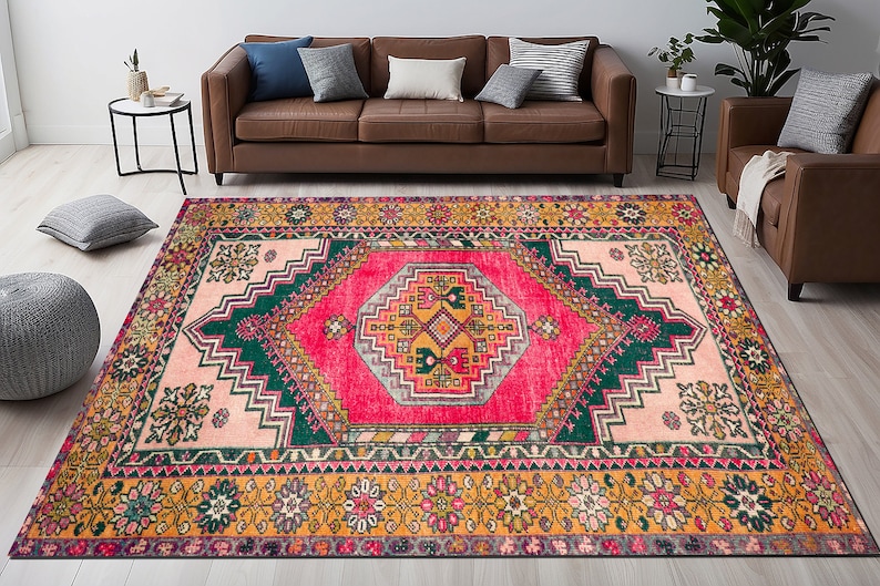 Bedroom rug, Tribal print rug, Bordered rug, Living room rug, Farmhouse rug, Kitchen rug, Balcony rug, Vintage pattern rug, Decorative rug