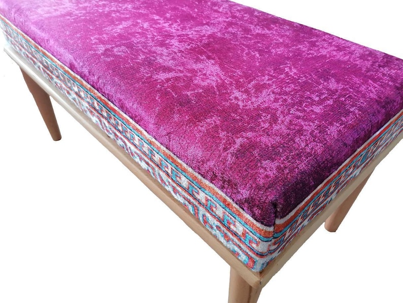 Pink bench, Ottoman bench, Sitting bench, Wood work bench, Living room bench, Bedroom bench, Handmade furniture, Boho bench, Ethnic bench