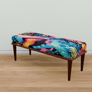 Gothic bench, Ottoman sitting bench, Wood work bench, Soft touch bench, Piano bench, Vanity furniture, Make up stool, Botanical bench, M-132