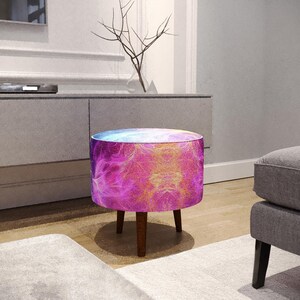Pinky footstool, Laundry room seat, Indoor bench seating, Custom made pouf, Dining table chair, Round dressing stool, White bench legs, M-49