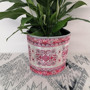 Houseplant Holder, Pink Planter, Unique Plant Pot, Eclectic Gift Box, Desktop Organizer, Textile Art Basket, Basket Storage, Flower Pot