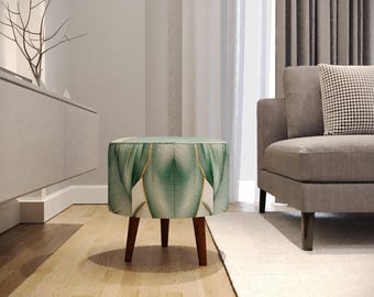 Elegant footstool, Modern design pouf, Make up chair, Round coffee table, Ottoman footrest, Chic saloon decor, Vanity upholstery, M-1