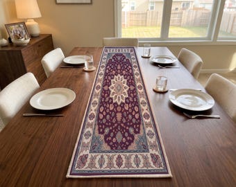 Plum Star Medallion Table Runner | Kitchen Table Linen | Scandinavian Dining Accent