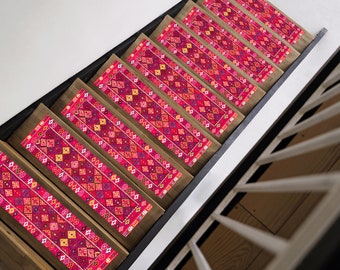 Stair treads runner, Pink step rug, Stair runner rug, Stair protector, Ultra comfort rug, Classy rug, Vintage rug print, Stepping layer set