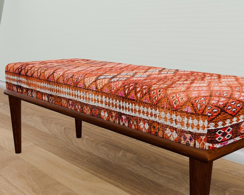 Blanket bench, Kilim pattern bench, Piano bench, Hallway bench, Upholstered bench, Keyboard bench, Mudroom bench, Elegance bench, 34-01