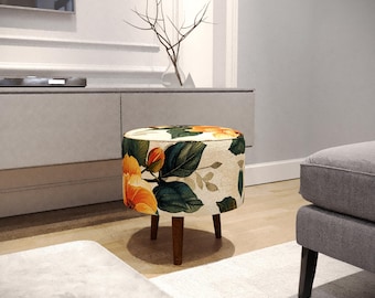 Elegant seating, Dining room stool, Soft cushioned bench, Trendy pouf stool, Livingroom chair, Front porch pouf, Round coffee table, M-82