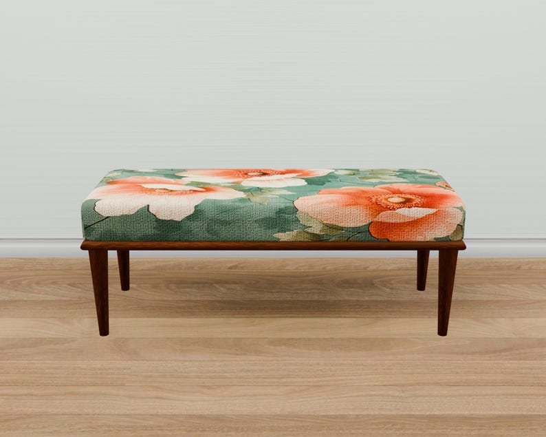 Home entrance bench, Ottoman bench, Artistic style bench, Flower pattern bench, Living room bench, Bench for corridor, Mudroom bench, M-83