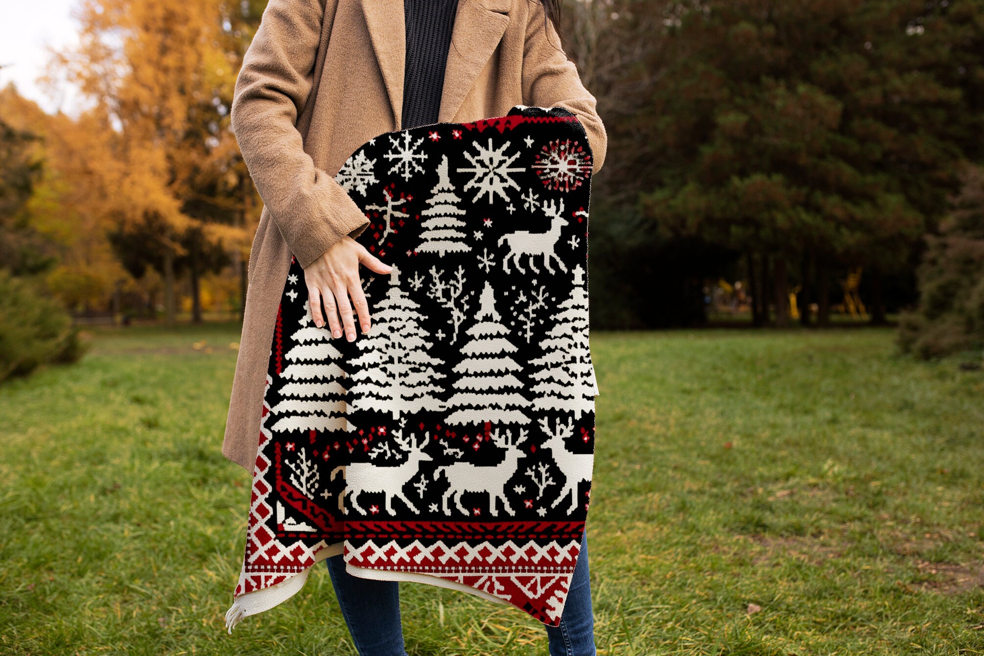 Coverlet blanket, Festive blanket, Plush blanket, Artisantal blanket, Winter blanket, Fuzzy blanket, Wall tapestry, Christmas eve gifts