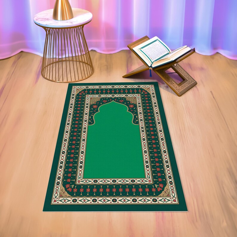 Soft Texture Prayer Mat, Ethnic Pattern Portable Salah Mat, Non-Slip Handmade Prayer Rug, Unique Islamic Gift, Elegant Sajjadah