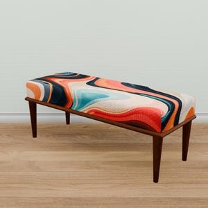 Regular bench, Modern furniture, Luxury bench, Marbling art bench, Retro bench, Elegant bench, Eclectic bench, Entryway ottoman bench, M-143