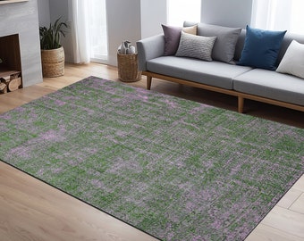 5x7 ft green rug, livingroom pink rug, pet friendly rug, vintage pattern rug, pale printed rug, washable decor rug, large size rug, boho rug