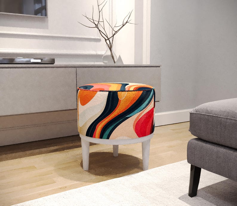 Frontdoor bench, Comfortable seat, Pouf for accent, Reading corner stool, Modern decoration, Ottoman pouf stool, Farmhouse stool, M-143