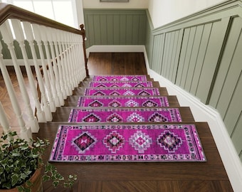 Magenta Kilim Pattern Tread | High Traction Tread | Vibrant Boho Step Mat
