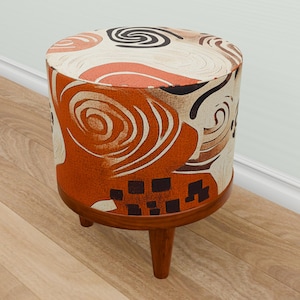 Warm color bench, Kitchen table pouf, Farmhouse decor, Glamory footrest, Soft textured pouf, Portable footstool, Round tea table, M-14