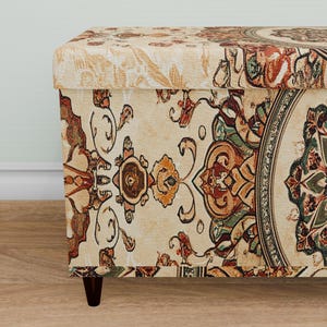 Vintage style bench, Neutral storage, Bedside bench, Indoor decoration, Wood work bench, Laundry room seat, Upholstered trunk, M-16