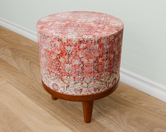 Lovely pouf stool, Botanical bench, Round ottoman pouf, Rustic hall seat, Cozy indoor decor, Utility furniture, Unique design bench, 315-01