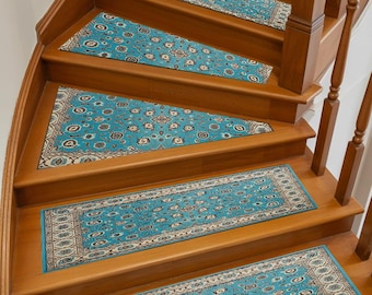 Bohemian Turkish Stair Rug Mat, Eco Friendly Stair Steps Runner, Stylish Non Slip Treads Mat, Durable Floor Protector For Daily Home Use