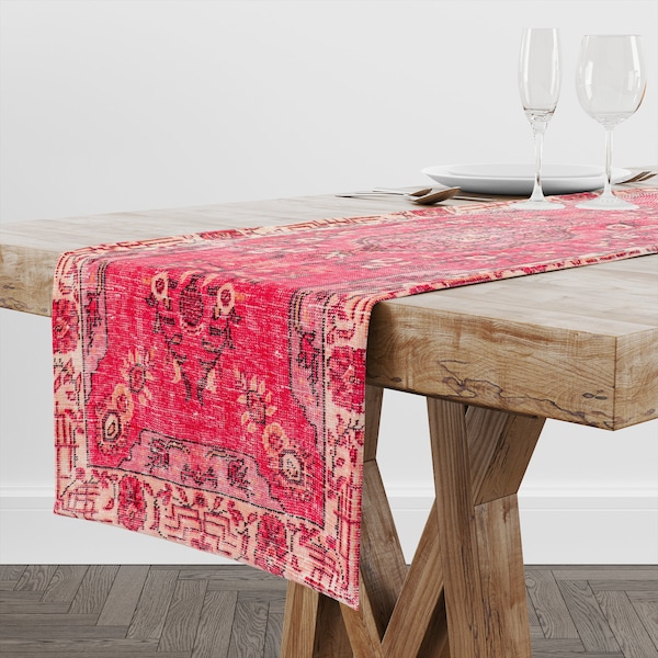 Burlap Table Scarf, Bachelor Party Runner, Unique Table Dressing, Fabric Printed Tablecloth, Captivating Table Topper, TV Console Runner