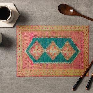 Celebration Decor Placemat, Lively Color Tablemat, Artisan Printed Tablemat, Kilim Style Inspired Tableware, Unique Placemat, Hotel Placemat