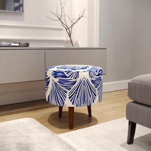 Abstrakter Design-Pouf, minimalistischer Fußhocker, weich gepolsterte Bank, osmanischer Couchtisch, runder Trend-Hocker, Ankleidezimmerstuhl, M-5