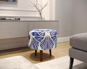 Abstract design pouf, Minimalist footstool, Soft cushioned bench, Ottoman coffee table, Round trendy stool, Dressing room chair, M-5