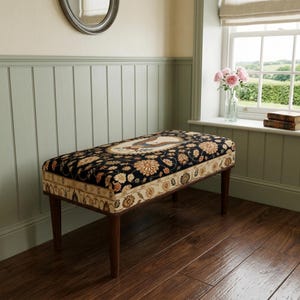 Black Eagle Motif Seat | Entryway Shoe Bench | Eclectic Art Footstool