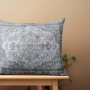 Pale Gray Medallion Case | Soft Print Throw Cushion | Detailed Room Pillowcase image 1