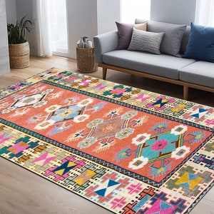 Pastel turkish rug, Handmade rug, Non slip rug, Oriental rug, Awesome rug, Traditional rug, Kitchen rug, Eclectic rug, Housewarming rug