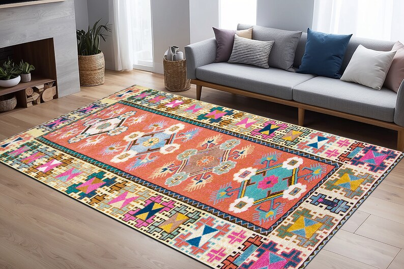 Pastel turkish rug, Handmade rug, Non slip rug, Oriental rug, Awesome rug, Traditional rug, Kitchen rug, Eclectic rug, Housewarming rug