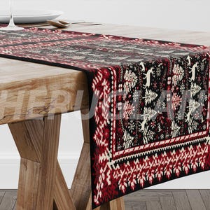 Amazing Xmas Pine Table Mat, Christmas Topiary Decor Runner, Washable Chenille Table Protection, Cafe Service Mats, Turkish Style Runner