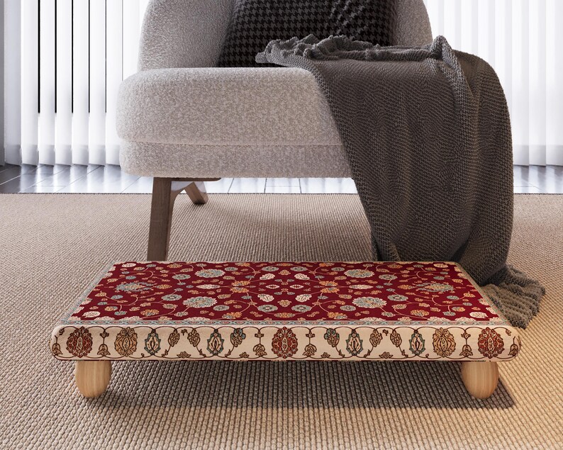 Perfect accent for modern home, Compact footrest, Mudroom bench, Turkish style footstool, Country decor bench stool, Comfort footstool,M-512