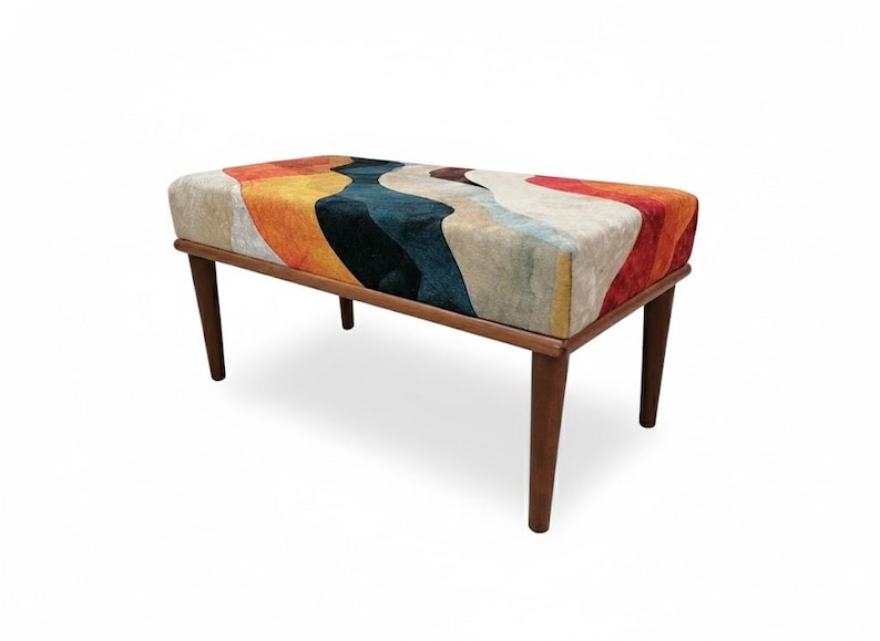 This hallway bench features a stylish upholstered design that works beautifully in kitchens, entryways, or modern farmhouse homes. Its boho-inspired look and sturdy structure provide an elegant extra seat, making it a versatile accent bench for both practical use and home decoration.