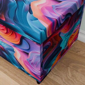 Colorful printed bench, Rustic storage, Wood storage bench, Contemporary bench, Stylish decoration, Office bench, Everyday bench, M-155