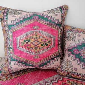 Kissen mit Ethno-Motiv, rosa Kissenbezug, Ottomanenkissen, Retro-Kissenbezug, waschbares Kissen, Nackenkissenbezug, weicher Kissenbezug, Bodenkissen Bild 5