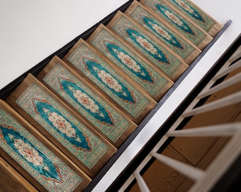 Rugs for stair steps, Ultra comfort rug, Oushak rug, Stair treads rug, Floral rug, Vintage artwork, Stair layer, Stepping rug, Carpet mat
