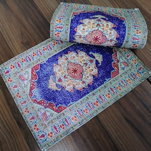 Table Setting Mats, Dinner Placemats, Bohemian Placemats, Chenille Table Topper, Kitchen Pans Coaster, Luxury Placemat, Turkish Rug Mat